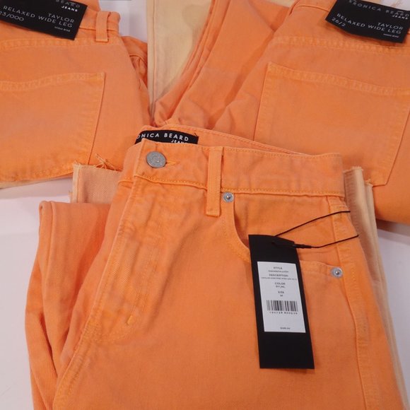 Veronica Beard Orange and Cream Flare Jeans - Picture 5 of 10